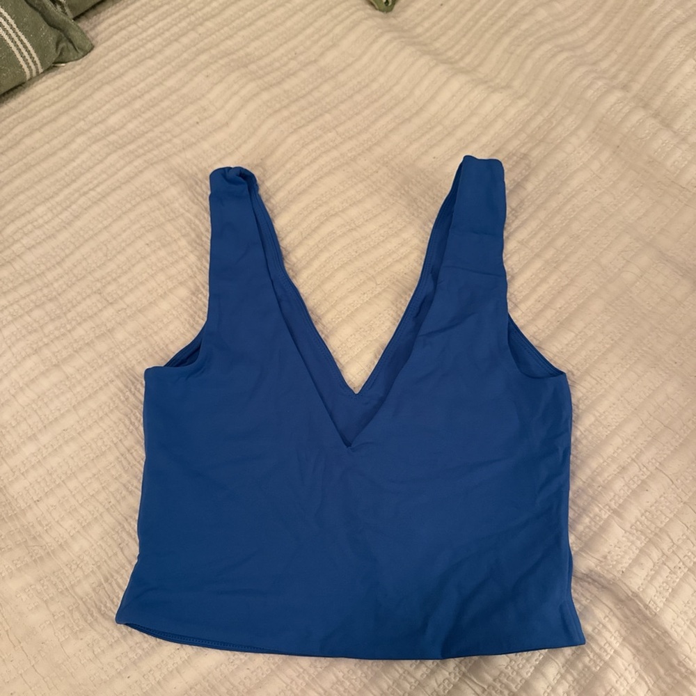 Babaton Royal Blue V-Neck Crop Top